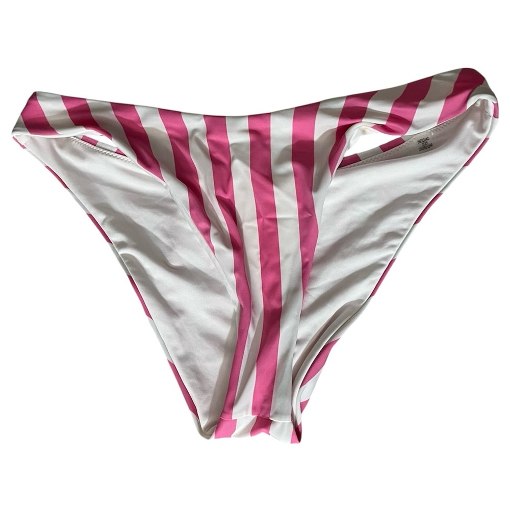 Victoria’s Secret Brazillian Bikini Bottom with Pink & White Stripes Large